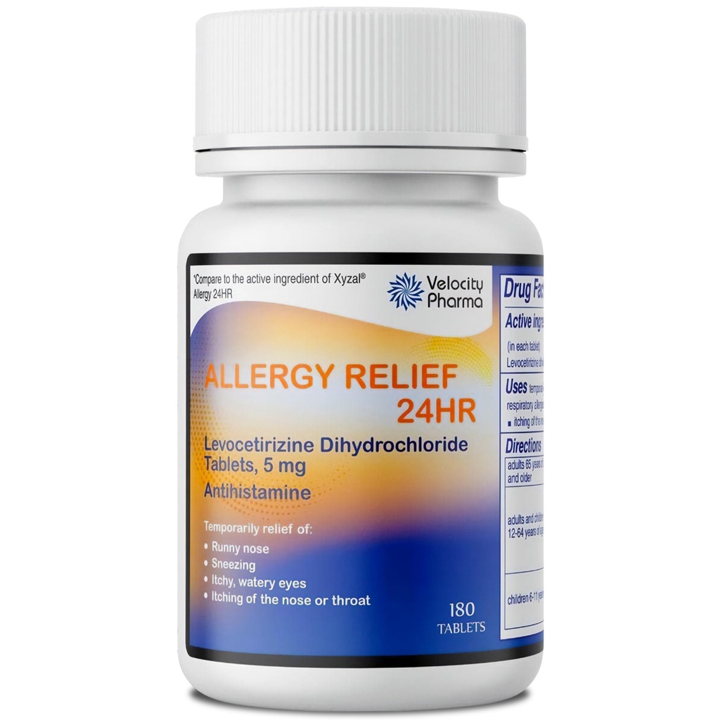 Levocetiizine Dihydrochloride 5 mg USP tabletten, 24 uur Allergie Relief Non-Drowsy Antihistamine, 180 telling