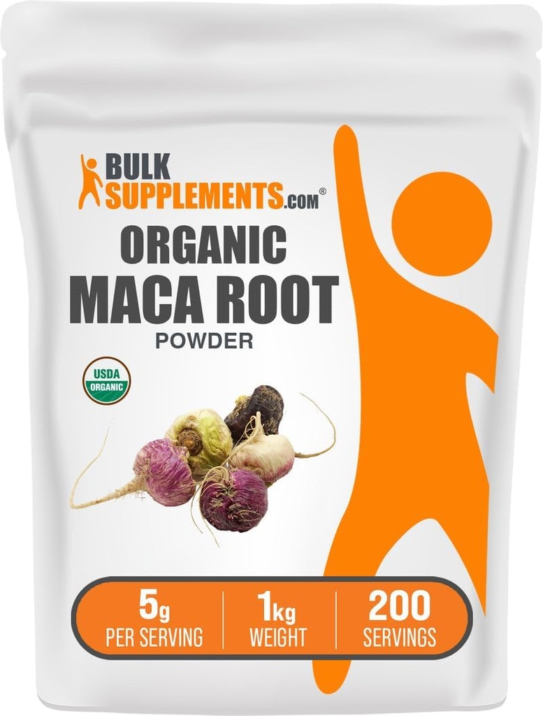 BulkSupcomplements.com Biologische Maca Poeder - Biologische Maca Wortelpoeder, Superfood Supplement - Glutenvrij, 5g per portie, 1kg (2,2 lbs) (verpakking van 1)