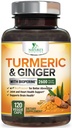 Kurkuma Curcumine Supplement 2600mg - met biologische gember & kurkuma, BioPerine Black Pepper Extract 95% Curcuminoïden - Geavanceerde Absorptie Gezamenlijke & Antioxidant Extra Sterkte Ondersteuning - 120 Capsules