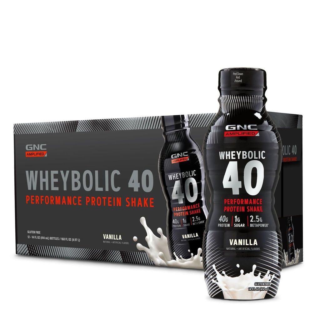 GNC AMP Wheybolic 40 - Vanilla - 14oz. (12 Bottles)