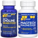 Natuurlijke Stacks Magtech Magnesium + Acetylcholine Brain Food Bundle - Ondersteunt hersenen gezondheid, ontspanning en cognitieve functie* - 150 Totaal Capsules