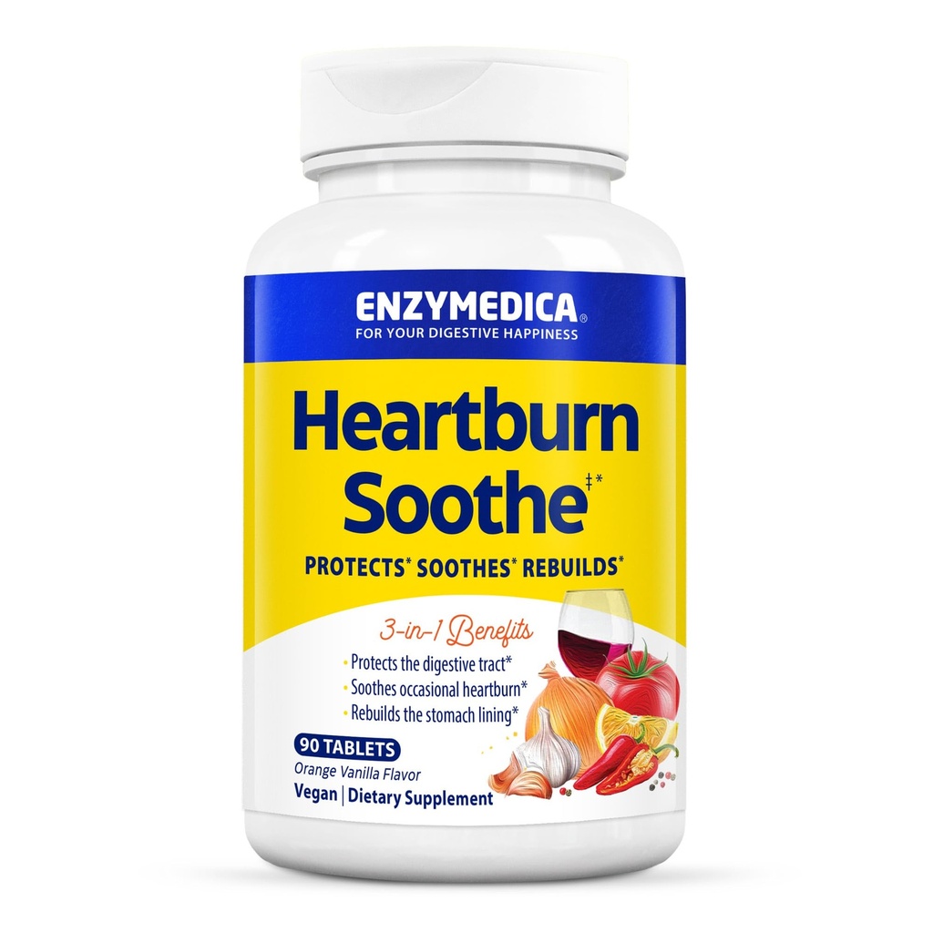 Enzymedica, Soothe aux brûlures d'estomac, Aide digestive à action rapide, Vanilla Orange, 90 Chews (45 portions)