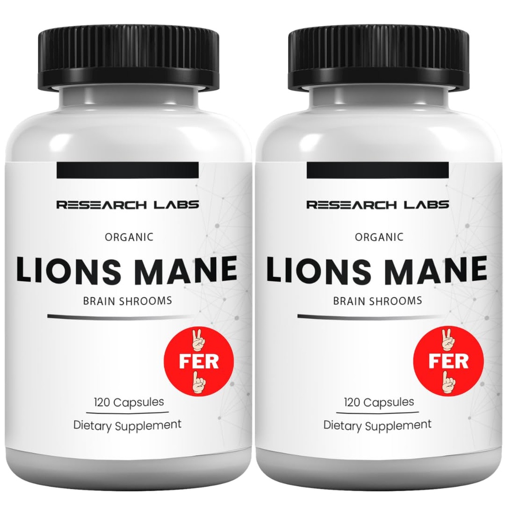 Onderzoek Labs Biologische Leeuwen Mane Supplement Capsules, 2 Fer 1 Ad - 240 Capsules w/Patent LitropaneTM Immune System Booster Nootrope Hersenen Ondersteuning Mushroom Supplement. 10X Uitpakken vergelijkbaar 18000mg