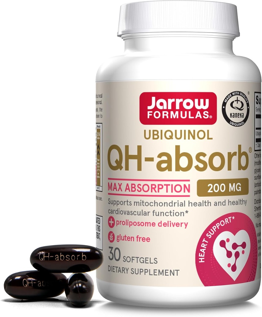 Jarrow Formules CoQ10 200mg Softgels - 30 Day Supply, Ubichinol Co Q 10 Supplement voor cardiovasculaire gezondheid, 30 Softgels