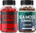 Keto ACV Gummies (90 comte) pour la formule avancée de perte de poids et la mousse de mer d'Irlande (90 comte) avec Bladderwrack pour l'énergie et le soutien immunitaire - Vegan Safe - Non-OGM et fabriqué aux États-Unis - 90 Gummies