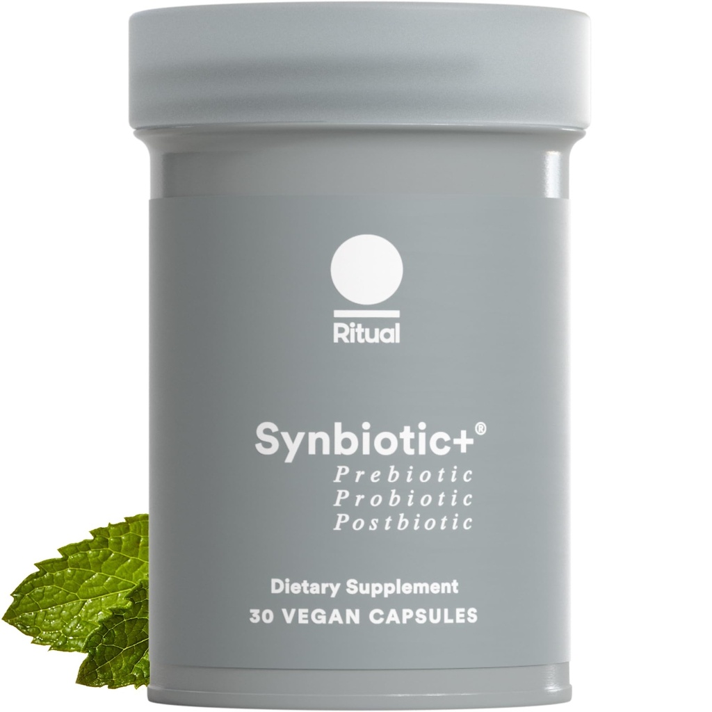 Ritual Synbiotic+ Probiotic, Prebiotic, Postbiotic, 3-in-1 Supplement voor Gut Health en Digestieve Ondersteuning, Regularity, Bloat, Immune, Vegan Vertraagd-Verlaten Dagelijkse Capsule, Vrouwen en Mannen, 30 Dagen