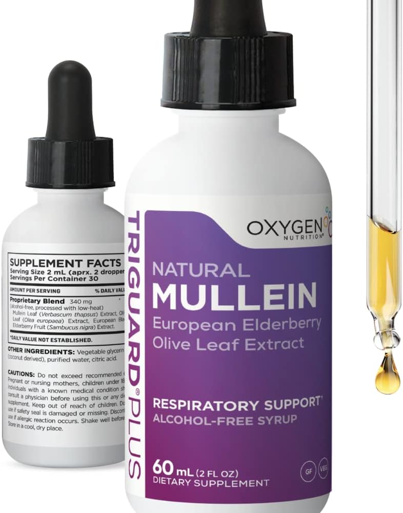 TriGuard MULLEIN Plus - Mullein Leaf Extract, Vlierbessen Extract & Olive Leaf Extract 2 fl oz 
