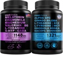 MEDCHOICE Slaap Melatonine (90ct) en Nootropic Brain (60ct) Supplement Bundle - Wellness Duo voor Slaap, Hersenen, Focus, & Mood Support - Veganistisch, Niet-GMO, Glutenvrij