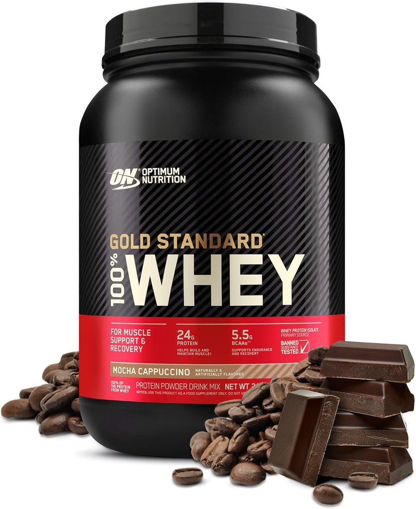 OPTIMUM NUTRITION GOLD STANDARD 100% Whey Protein Powder, Mocha Cappuccino, 2 Pound