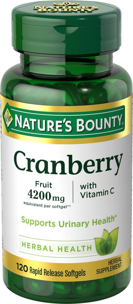 Nature's Bounty Cranberry Fruit Softgels 4200mg plus vitamine C, 100 telling