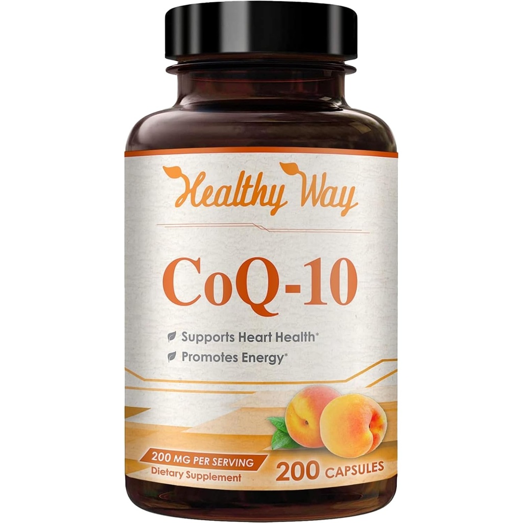 Co-enzym Q10 200mg CoQ10 Supplement -Once Daily CoQ10 200mg Poeder Capsules for Heart Health, Antioxidant & Energy Support -Non-GMO, Quick Absorptie Ubichinon Q10 Coenzyme (Single)