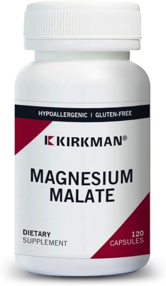 Kirkman - Magnesium Malate 800 mg - 120 capsules - Ondersteunt rustgevende slaap - Relaxes Zenuwen & spieren - Hypoallergeen
