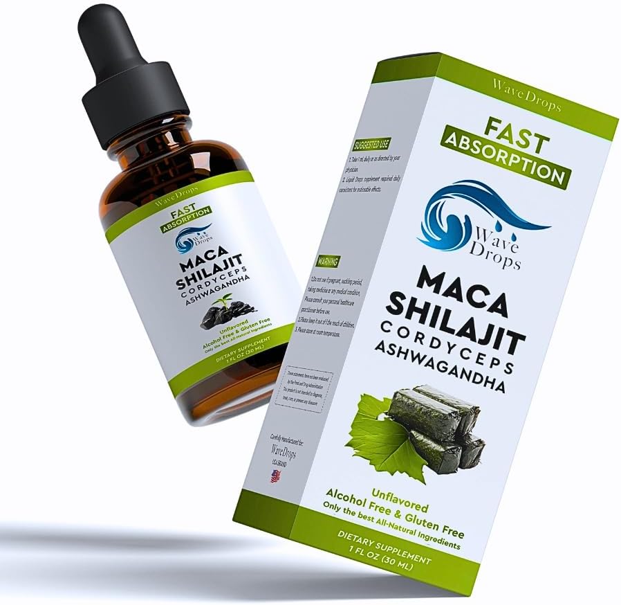 Générique Maca, Shilajit, Cordyceps, Ashwagandha Liquid Drops Tous les ingrédients naturels