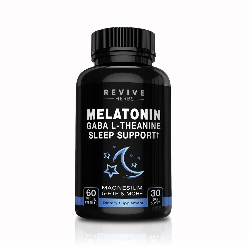 Melatonine, GABA, L-Theanine - voor Occasional Slapeloosheid - 60 Veggie Capsules - Inclusief Magnesium, 5-HTP, Phellodendron Root Powder & Mucuna Pruriens