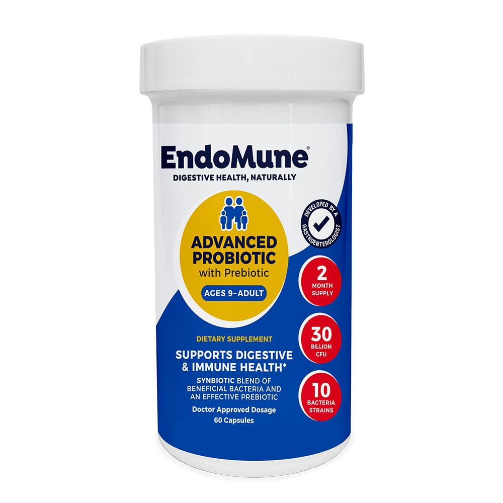 Endomune Advanced Adult Multi-Strain Probiotic Supplement with Prebiotic - 10 Strains, 30 Miljard CFU - Arts Formulated (60-Count)