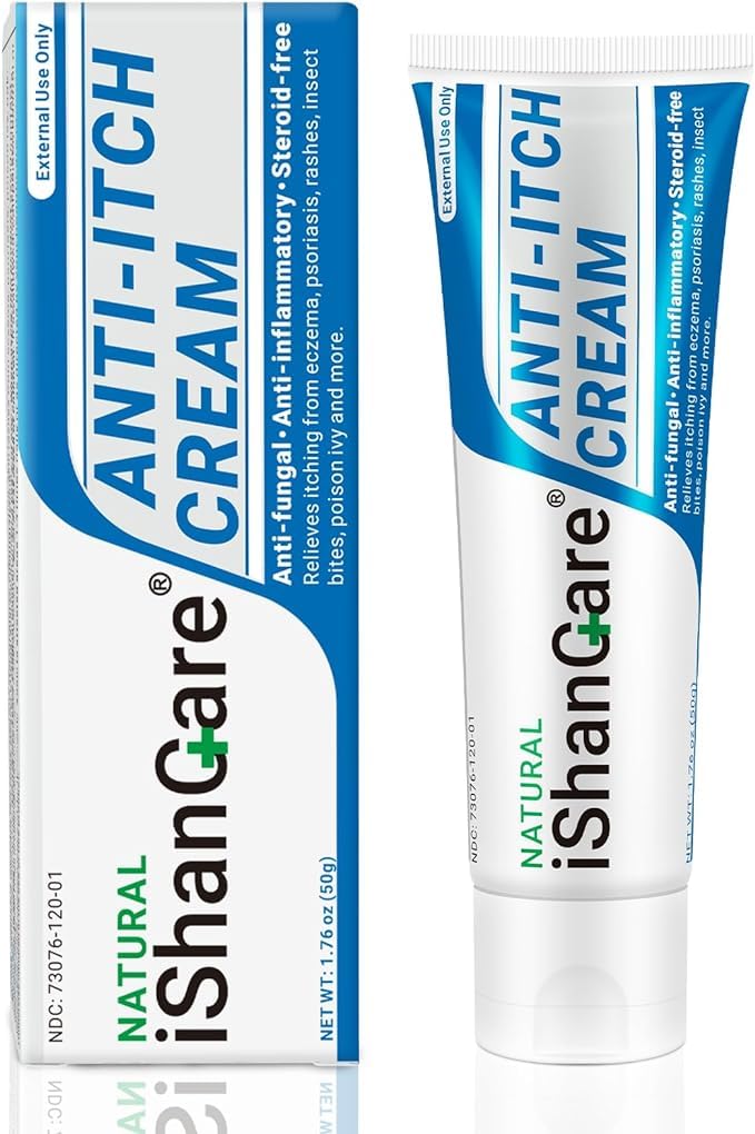 ishancare Anti jeuk verzachtende crème extra sterkte huid jeuk verlichting Zalf, voor volledige lichaam jeuk veroorzaakt door seizoensveranderingen, dermatitis, eczeem, uitslag, psoriasis, bijen, bijten, gif Ivy, 1,76 oz