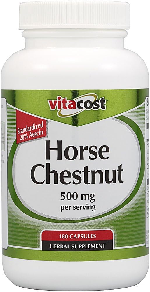 Châtaigne de cheval Vitacost - Standardisé -- 500 mg par portion - 180 Capsules ( l'emballage a été mis à jour )