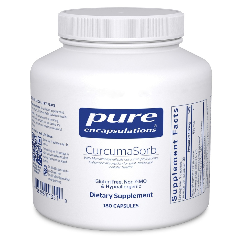 Pure Encapsulations CurcumaSorb 180's - Meriva Curcumin Phytosoom - Ondersteunt Joint Health* - Glutenvrij & niet-GMO - 180 capsules