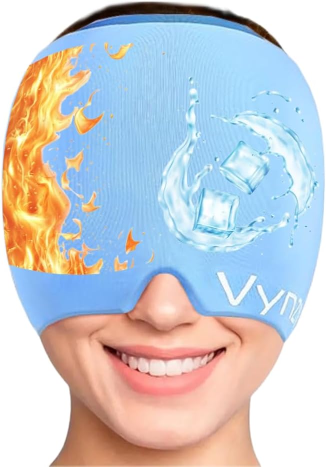 Migraine Relief Cap Miracle Hoofdpijn Relief Cap360 Hot & Cool Hoofdpijn Cap Verzachtende Odorless Gel Ice Head Wrap Opgewaardeerde Migraine Cap voor spanning, stress en Sinus (Blauw)