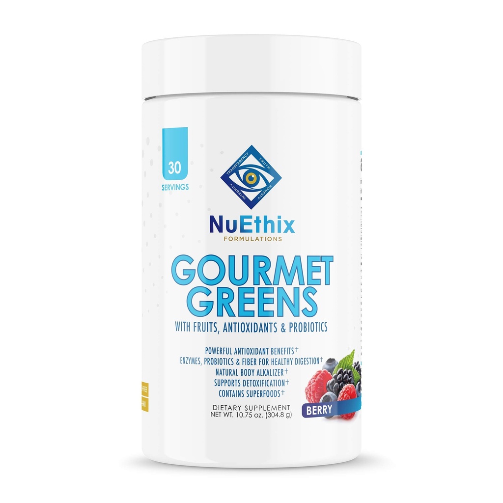 NuEthix Formules Verts Gourmets Buvez Poudre Complément diététique avec Fruits et légumes Superfoods et Probiotiques, Berry, 30 portions