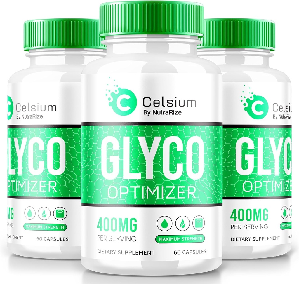 NutraRize (Pack of 3 Celsium Glyco Optimizer, Support du débit sanguin maximal de force, Capsules pour maintenir des niveaux stables, Formule de vitamines Herbal Plus pour la santé globale, Examens officiels (180 Capsules)
