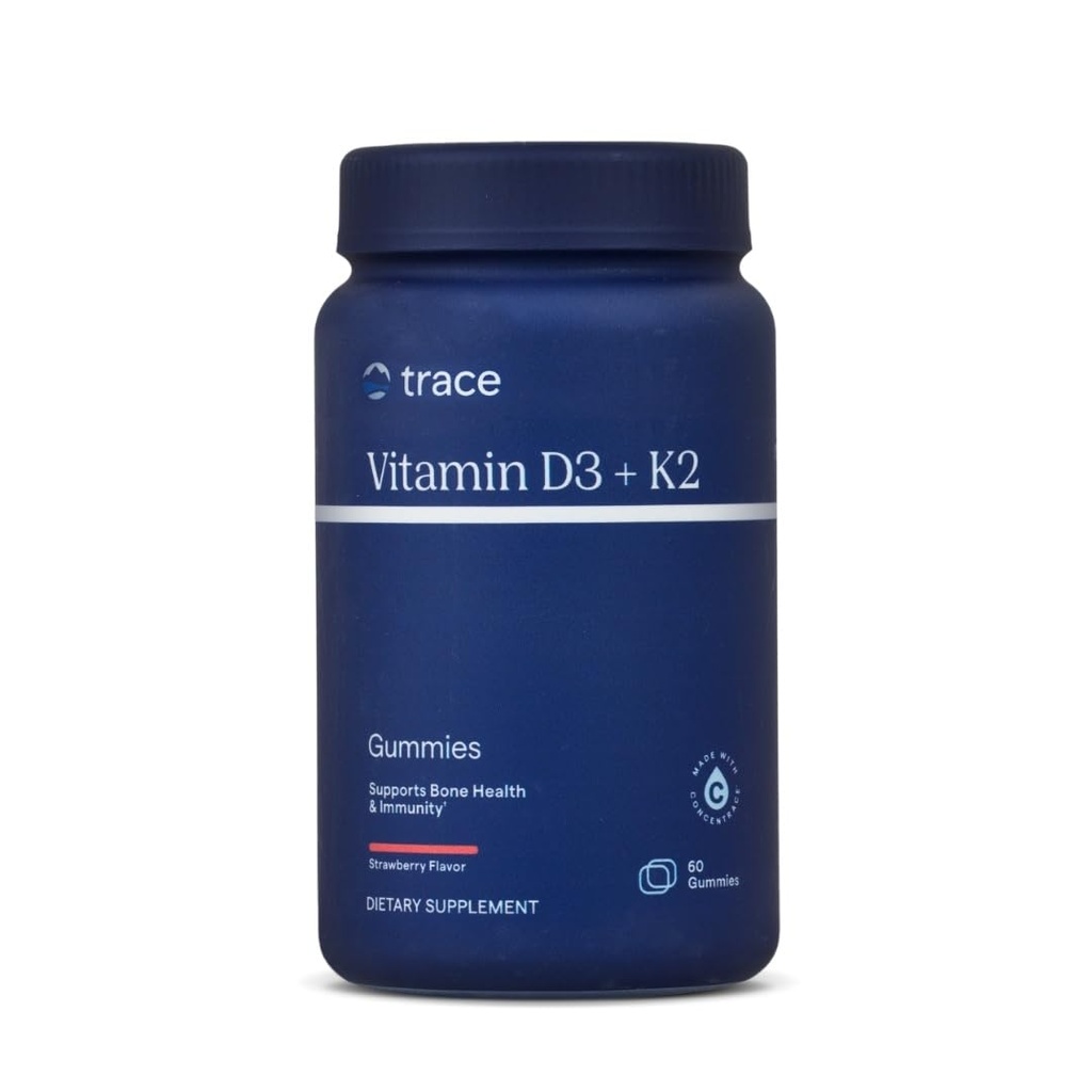Trace Minéraux de Vitamine D3 + K2 Gommies de Vitamine 5 000 UI D3 + 50 mcg K2.