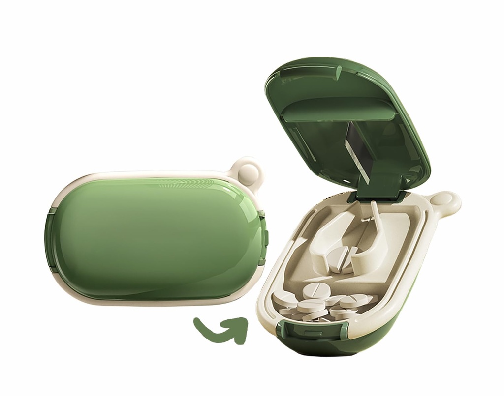 MURRI&MURRDI Small Pill Splitter, Portable Medicine Cutter for Pocket or Purse - Vitaminen, Tabletten, Medicijnen (Groen)