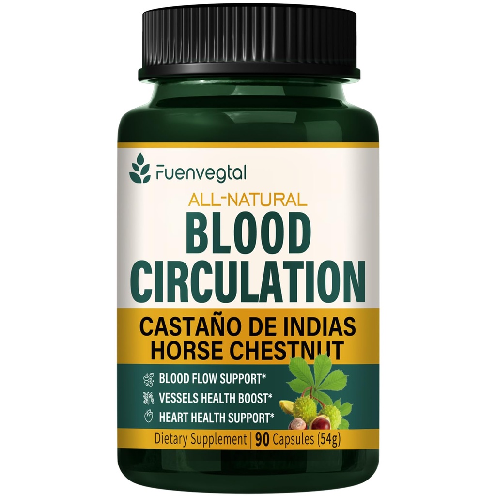 Horse Chestnut Blood Circulation Capsules, Castaño de Indias y Diosmina para la Circulacion, Nitric oxide Supplement voor gezonde bloedstroom, bloeddruk. 90 Tellingen