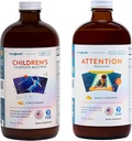LIQUIDHEALTH Kinderen Complete Multivitamine & Attentie Tieners & kinderen Liquid Vitamin Bundle voor kinderen - Immuunondersteuning, Verbeter Focus, Concentratie, Boost Mood - Vegan, niet-GMO, Made in USA