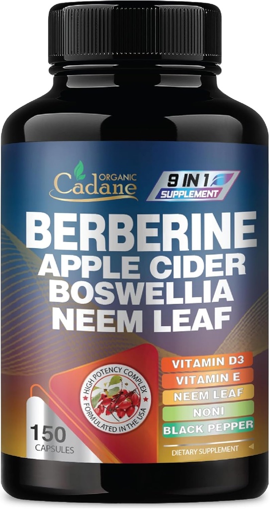 Supplément berbère avec Neem Leaf, vinaigre de cidre de pomme, VIT D3, E & More - 150 Capsules Support pour le système immunitaire, la digestion et la santé globale
