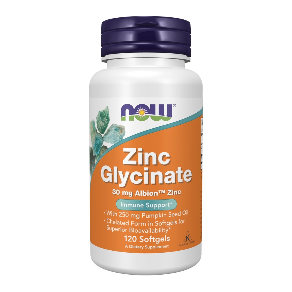 NOW Foods Supplementen, Zink Glycineren met 250 mg Pompoenzaadolie, Ondersteunt Prostaat Gezondheid*, 120 Softgels (Verpakking mei Vary)