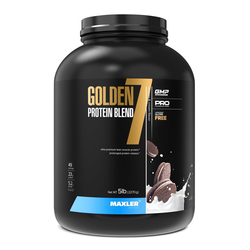 Maxler Golden 7 Proteïne Blend - Proteïne Poeder voor Spier Gain & Recovery - Cookies en crème Proteïne Poeder 5 lb
