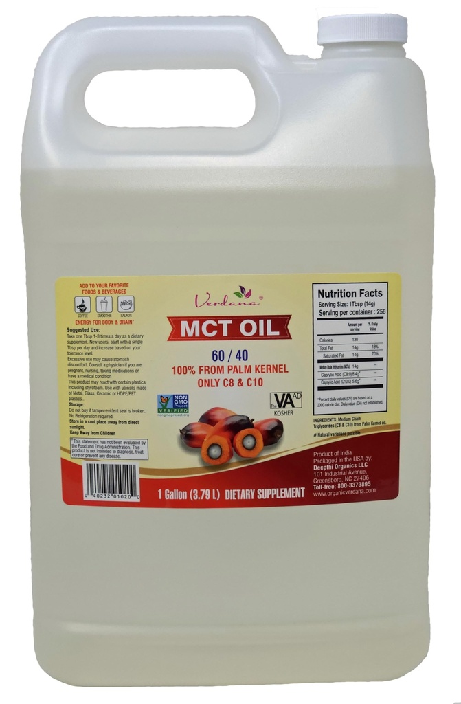 Verdana Food Grade MCT Oil 1 Gallon (128 Fl Oz) 
