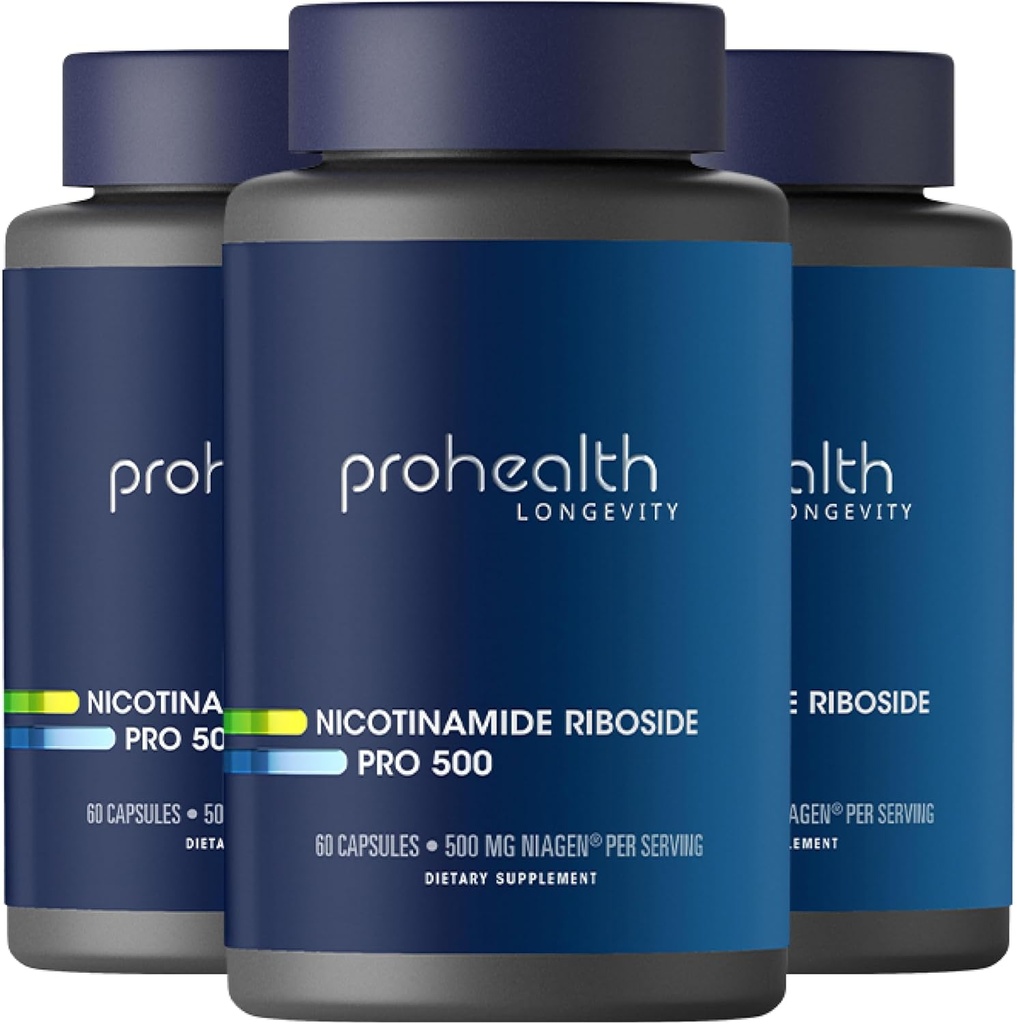 ProHealth Nicotinamide Riboside Pro 500. Gepatenteerd NR Niagen 500mg Plus 250mg TMG. NAD+ Supplement Boosts NAD+. NR Supplement Proven in 300 Studies. 30 porties (3 verpakkingen)