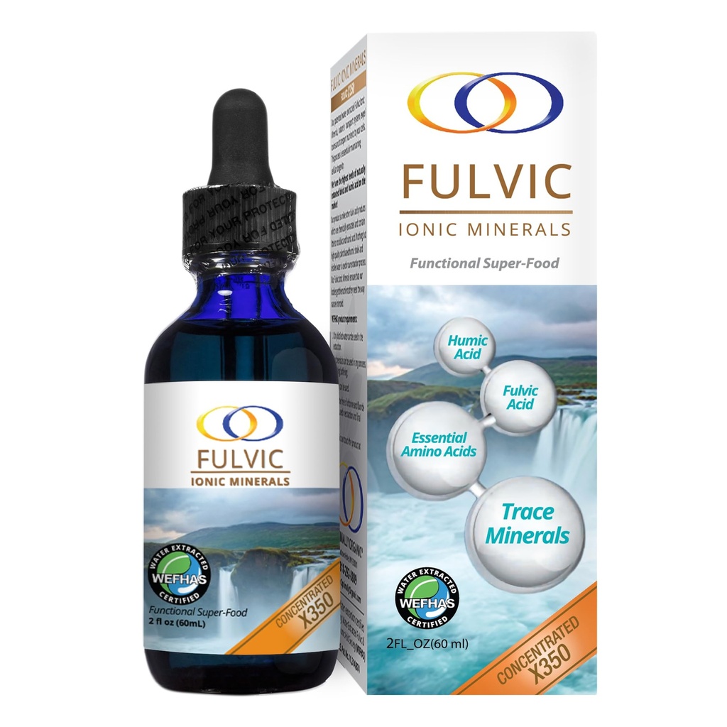 Optimaal biologisch water geëxtraheerd Fulvic Ionische Mineralen X350 - Gepatenteerde BioActive Fulvic Acid, Humic Acid, Trace Minerals, Electrolytes & Essential Amino Acids - 8+ maand aanbod!