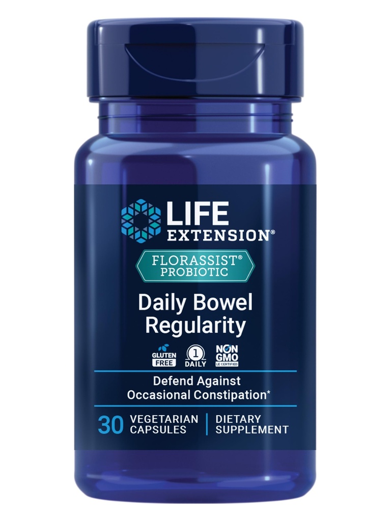 Levensverlengstuk FLORASSIST Dagelijkse Bowel Regularity, 30 Vegetarische Capsules