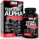 Krachtfactortest X180 Alpha Testosteron Booster voor mannen, Testosteronsupplement met gepatenteerde Fenegriek & L-Citrulline om spiermassa, sterkte, energie, vermogen en prestaties te bevorderen, 120 capsules