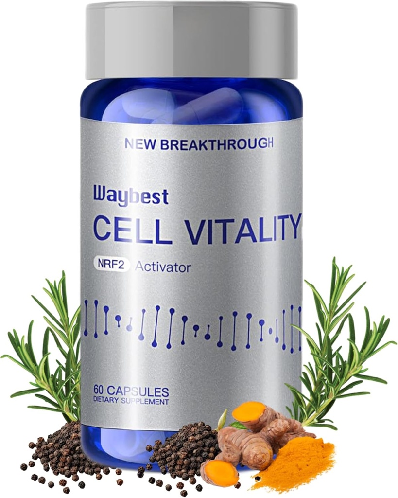 Formule de soulagement du stress oxydatif par l'activateur NRF2 Waybest, lutte pour réduire de 40% en 30 jours. Mélange de 5 phytonutriments à base de plantes Ingrédients. Protégez les cellules, tissus, organismes.60 Capsules de végétalien faciles à avaler