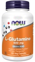 NOW Foods Supplements, L-Glutamine 500 mg, Stikstoftransporter*, Aminozuur, 120 Veg Capsules