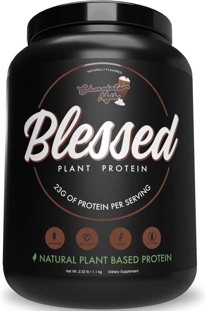 Gezegend Vegan Proteïnepoeder - Proteïnepoeder Maaltijd Vervanging Proteïne Shake, 23 g Pea Proteïne Poeder, Zuivelvrij, Glutenvrij, Sojavrij, Geen Suiker Toegevoegd, 30 Servers (Chocolaat Mylk)