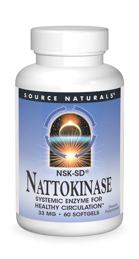 Source Naturals Nattokinase Enzyme systémique pour une circulation saine* 33mg - 60 Softgels
