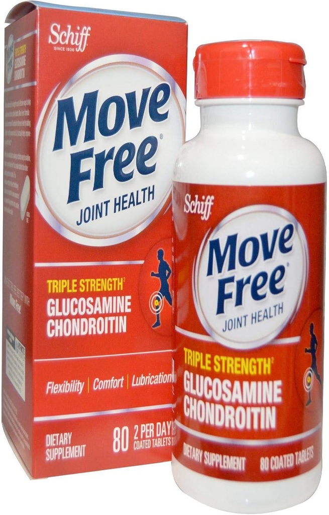 Schiff Move Free Advanced , Triple Strength Plus MSM et vitamine D3, 80 comprimés enduits