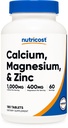 Nutricost Calcium, Magnésium et Zinc Comprimés 1,415 mg, 180 Comprimés - Supplément vitamine/mélange minéral, 60 portions - Sans gluten, non-OGM