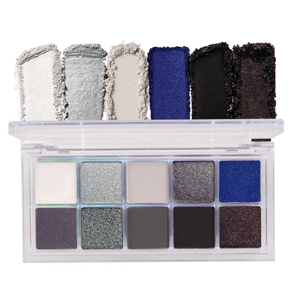 BINGBRUSH 10 kleuren Black Smokey Eyeshadow Pallet, Cool Toond Shimmer Glitter Eyeshadow, Natural Neutral Smokey Shiny Eyeshadow Ultimate Make-up Palet, Vibrant Make-Up Pallets Kit
