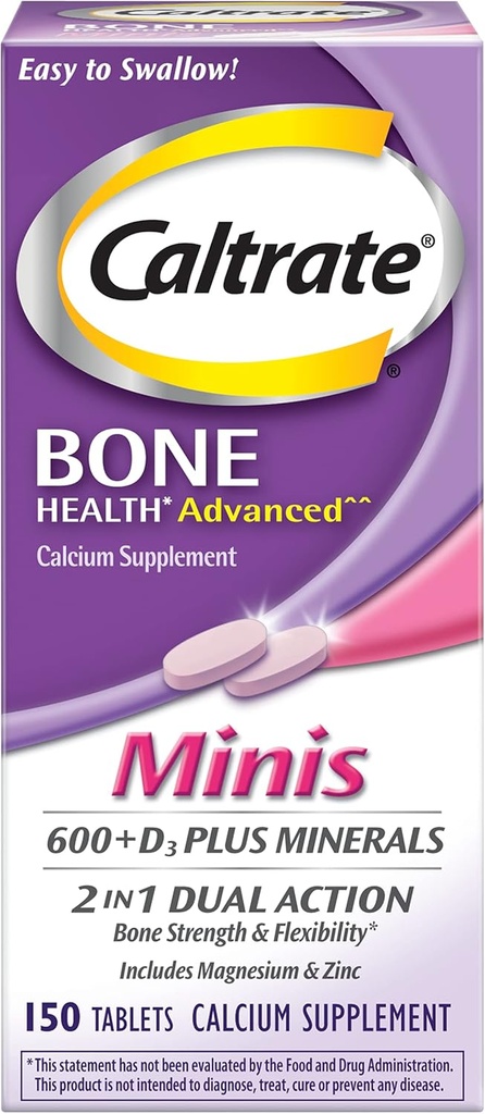 Caltrate Calcium & Vitamine D3 Supplement Plus Minerals Mini Tablets, 150 ea (verpakking van 4)