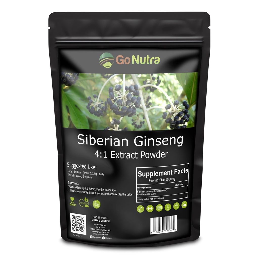 Go Nutra Ginseng Sibérien - Poudre de racine d'Eleuthero