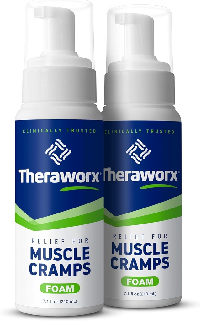 Theraraworx Relief for Muscle Crams Mousse Spasme musculaire à action rapide, douleur aux jambes avec sulfate de magnésium - 7,1 oz - 2 comte