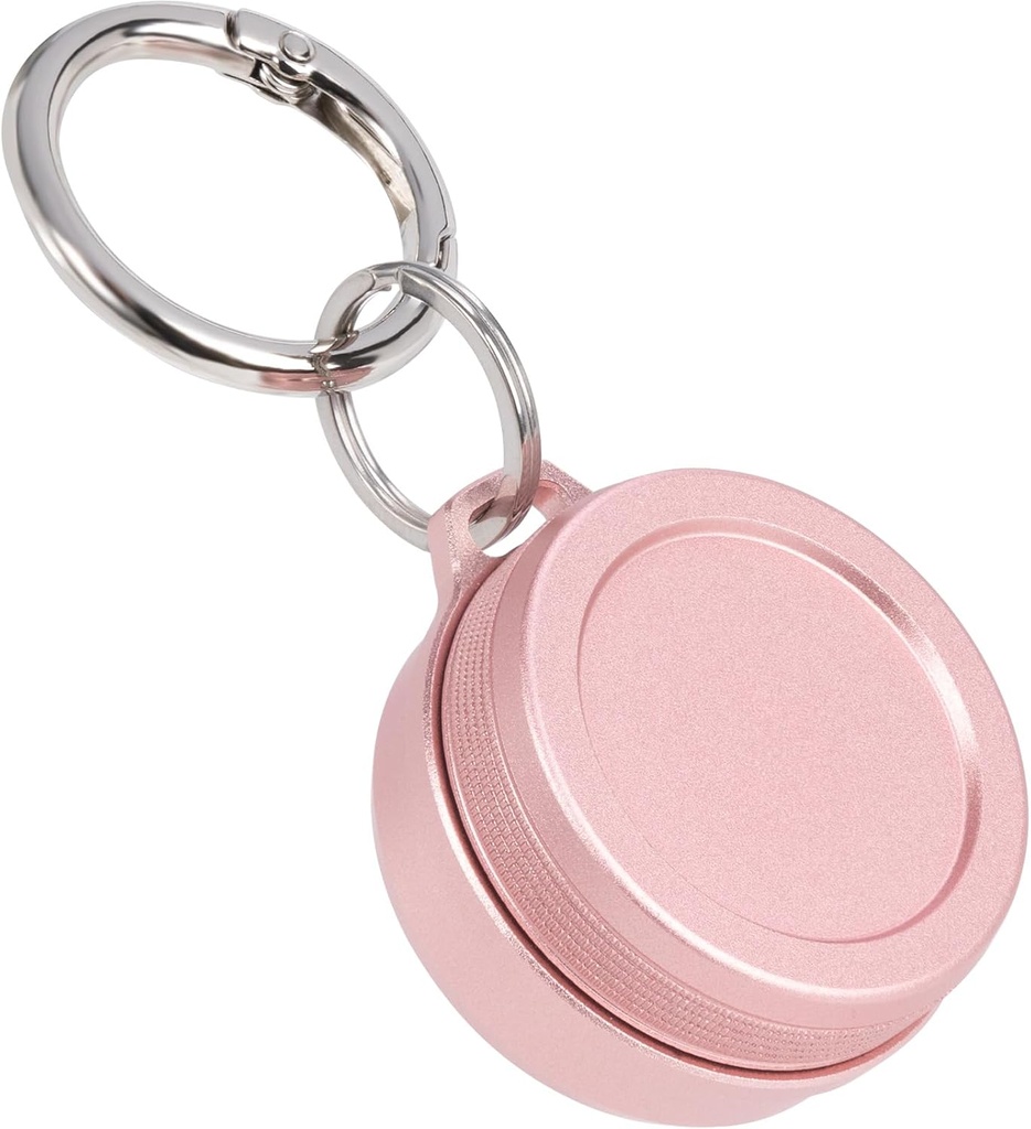 Daily Metal Carrying Case - Portable Keychain Pill Holder, Waterproof Small Travel pil Container voor oordopjes Munten, Compatibel met lus, oorgasme & Vibes, Compacte Mini Purse Pill Box (Roze)