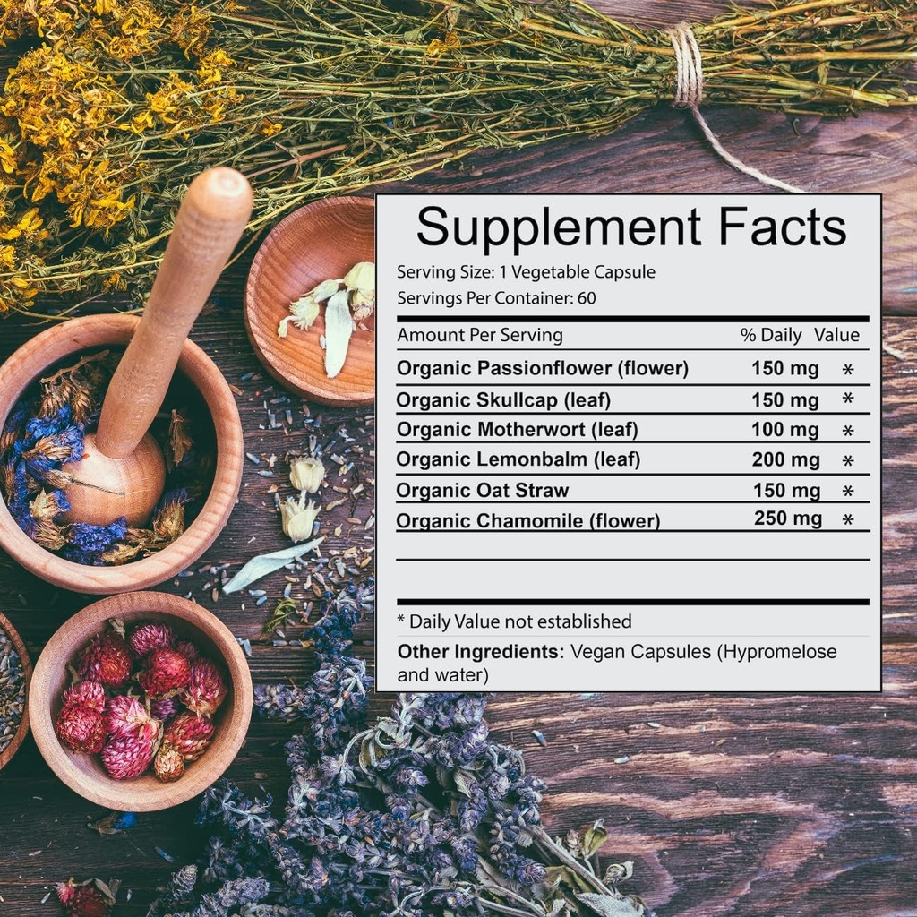 Khroma Kruidenproducten Trauma Blend - Biologische Trauma Support - 60 Vegan Capsules in glazen flessen USDA Biologische, Vegan, Kosher, 3rd Party Tested