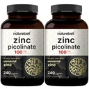 2 Pack Maximale sterkte Zink 100mg, Zink Picolinaat Supplement, 480 Capsules, Zink Vitamine en Immuun Vitaminen voor Enzyme Functie en Immuun Ondersteuning, Non-GMO en Made in USA